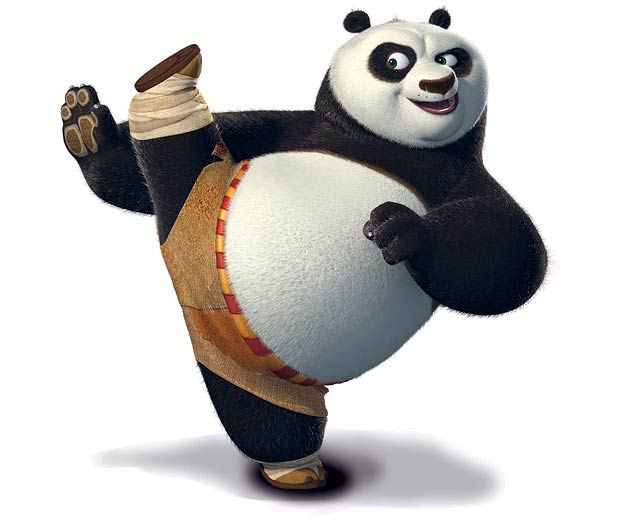 O Urso mestre no Kung Fu Cena do filme Kung Fu Panda com o Po em pose de luta